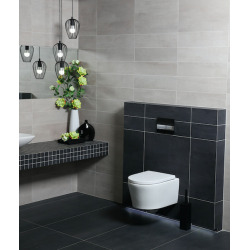 Geberit Toilet set 112cm Support Frame + Swiss Aqua Technologies rimless bowl + White flush plate (SATrimlessGeb3)