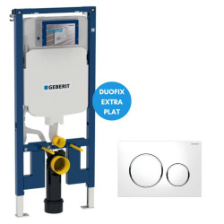 Geberit Duofix set extra-flat support frame 114 cm UP720, space-saving + two-touch flush plate, white and chrome (111.796.00.1-C)