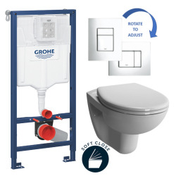 Grohe Toilet set Rapid SL Support Frame + Vitra Normus toilet + Softclose  seat + Chrome plate (RapidSL-Normus-1)