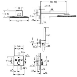 Grohe Grohtherm SmartControl Perfect Shower Set with Rainshower 310 SmartActive Cube, Chrome (G-34706000)