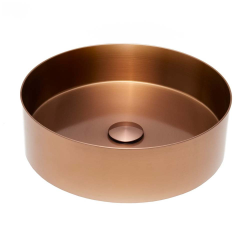 Swiss Aqua Technologies Aurum Stainless Steel Countertop Basin 38 x 38 x 11 cm without overflow, Brushed Copper (SATAUR3838BRG)