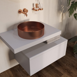 Swiss Aqua Technologies Aurum Stainless Steel Countertop Basin 38 x 38 x 11 cm without overflow, Brushed Copper (SATAUR3838BRG)