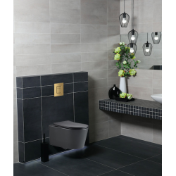 Grohe Toilet set Grohe Rapid SL frame + Black SAT rimless bowl + Grohe brushed gold flush plate (RapidSLBlackSAT-bgold)
