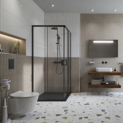 Toilet Pack Rapid SL Frame + SAT Brevis Rimless Toilet with Soft-Close Seat + Matt Black Flush Plate (RapidSL-Brevis-KF0)