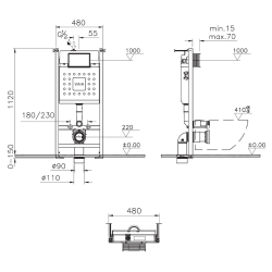 Vitra  V-Fix Core Toilet Support Frame, 1.12 M (732-5800-01)