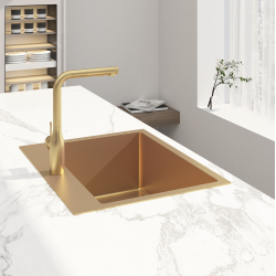 Swiss Aqua Technologies Aurum Stainless Steel 304 Inset Sink, 55x45x21 cm, with Overflow, PVD Gold (SATSINK5545BG)