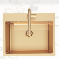 Swiss Aqua Technologies Aurum Stainless Steel 304 Inset Sink, 55x45x21 cm, with Overflow, Rose Gold PVD (SATSINK5545BRG)