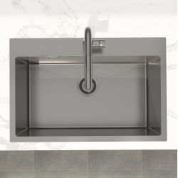 Swiss Aqua Technologies Aurum Stainless Steel 304 Inset Sink, 68x45x21 cm, with Overflow, Gun Metal PVD (SATSINK6845BGM)