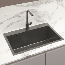 Swiss Aqua Technologies Aurum Stainless Steel 304 Inset Sink, 68x45x21 cm, with Overflow, Gun Metal PVD (SATSINK6845BGM)