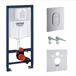 Grohe Pack Rapid SL + Arena Chrome Flush Plate + Wall Fixings + Sound Insulation Set (RAPIDSLARENA)