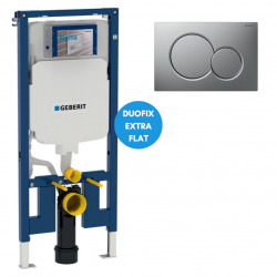 Geberit Duofix Pack UP720 Extra-Flat Frame 114 cm + Sigma01 Dual Flush Plate, Matt Chrome (111.796.00.1-E)
